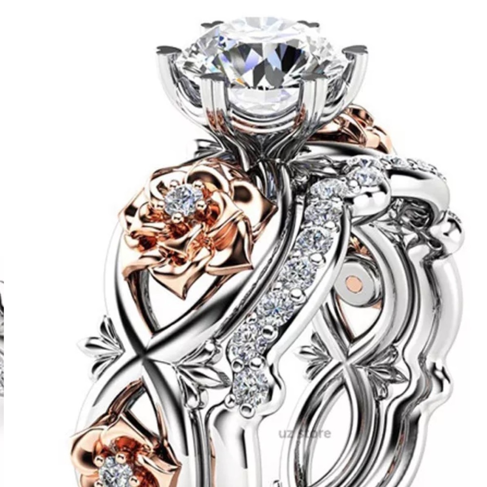 🌹 Rose White Sapphire Set in .925 and 10k GF. - Picture 2 of 3